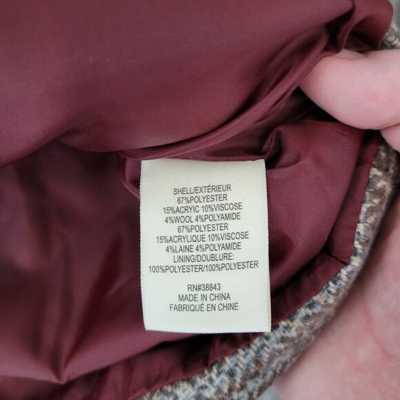 Maralyn & Me double breasted peacoat in brown red plaid Size M - Picture 6 of 15